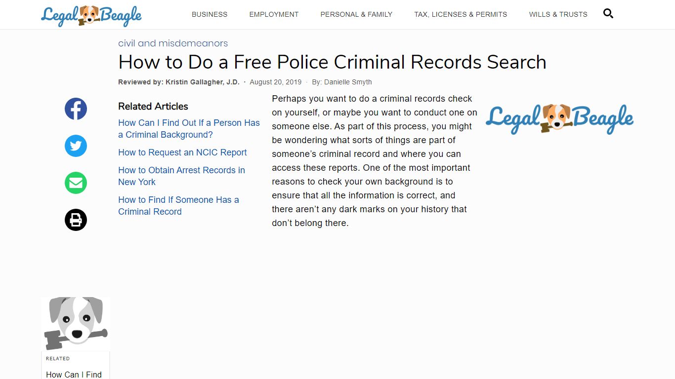 How to Do a Free Police Criminal Records Search | Legal Beagle